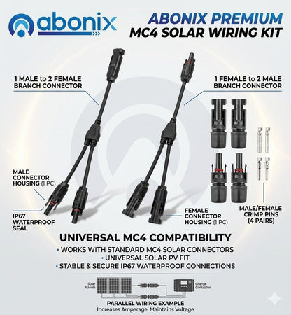 Mc4 Solar Connector Y Branch Connector 1 Pair Mc4 Connector Malefemale 2 Pairs For Parallel Connection Between Solar Panels