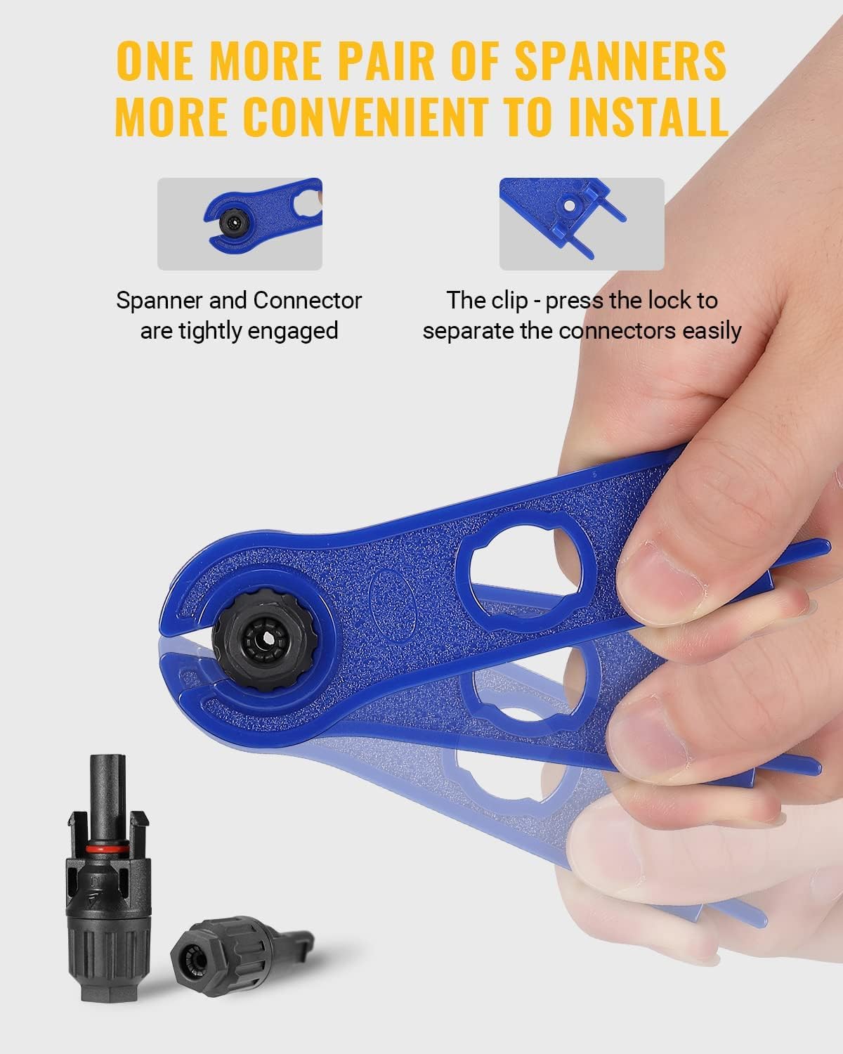 Solar Panel Cable Connectors with Spanners – 5 Pairs Male & Female MC4 Solar Connectors