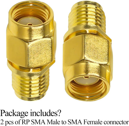 SMA Female to RP-SMA Male Coax Adapter Connector - Pack - 2
