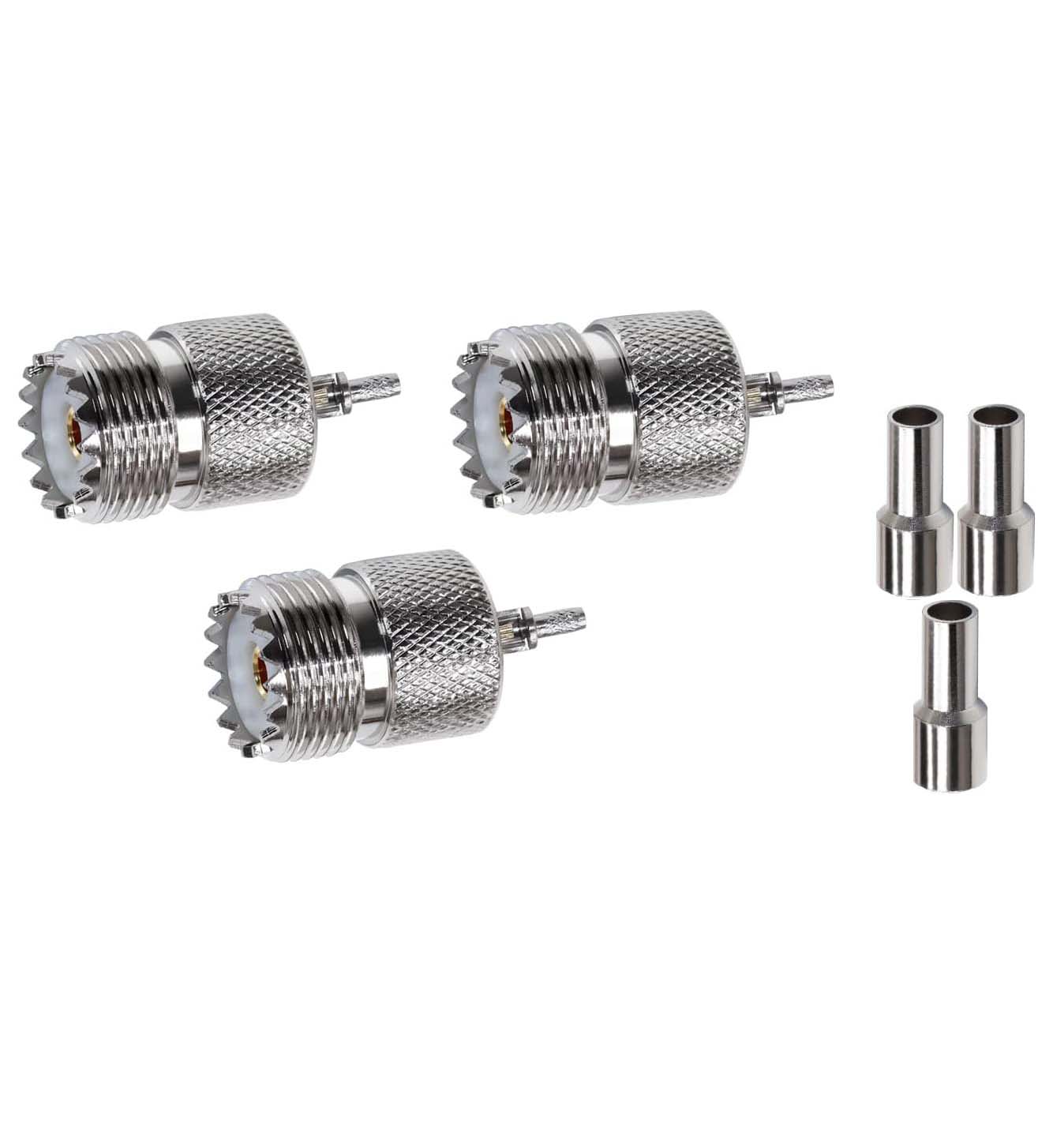 ABONIX UHF Female Crimp Connector SO239 PL259 for RG316/RG179 Coax Cable, Pack of 3