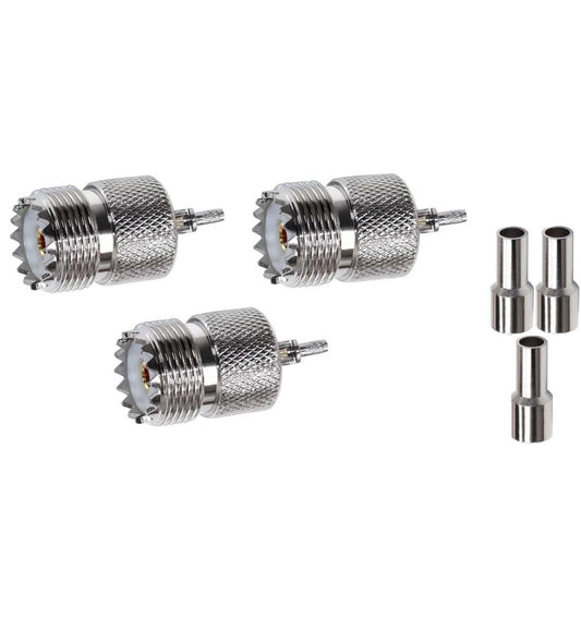 ABONIX UHF Female Crimp Connector SO239 PL259 for RG316/RG179 Coax Cable, Pack of 3