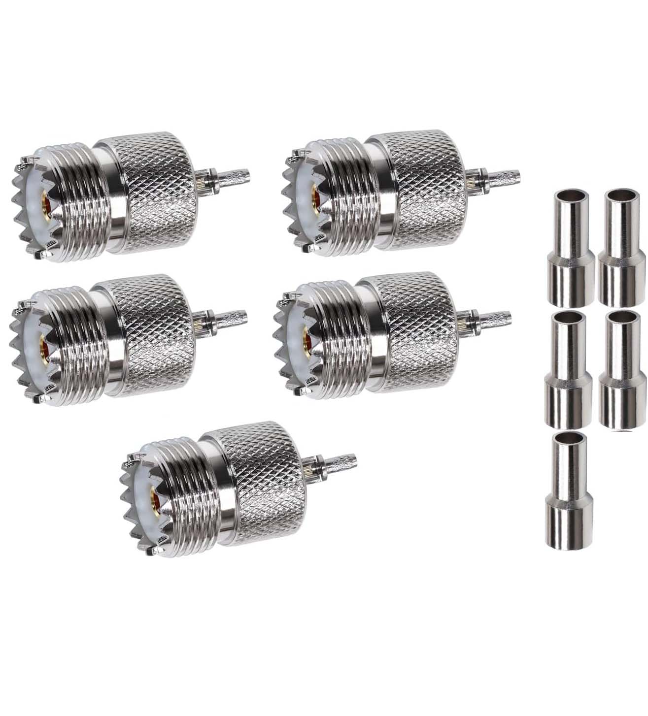 ABONIX SO239 PL259 UHF Female Crimp Connector for RG316 & RG179, Pack- 5