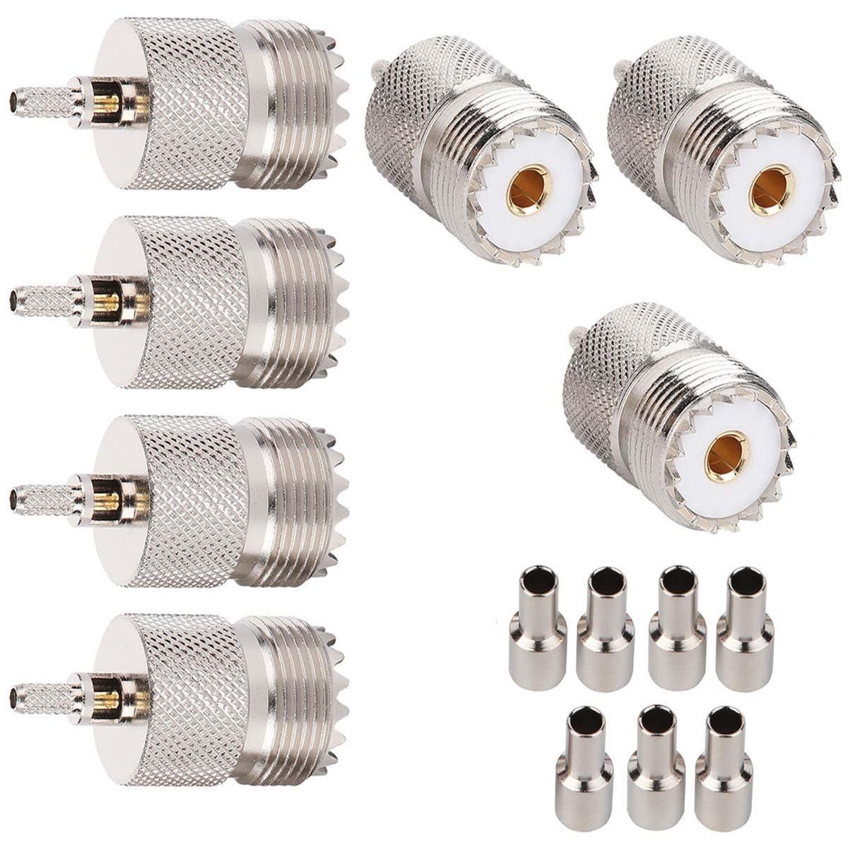 ABONIX SO239 PL259 UHF Female Crimp Connector for RG316 & RG179, Pack- 7