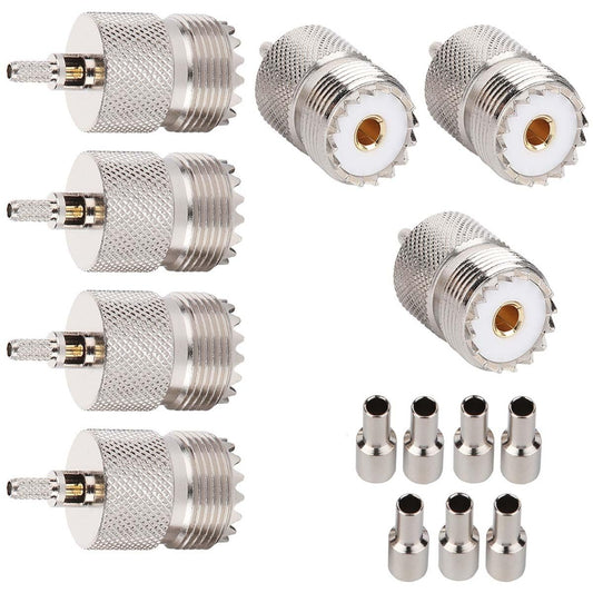 ABONIX SO239 PL259 UHF Female Crimp Connector for RG316 & RG179, Pack- 7