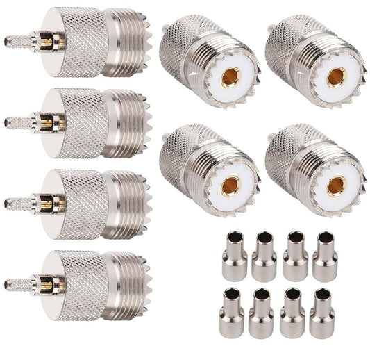 UHF SO239 Female Crimp Connector for RG316/RG179, PL259 RF Coax Adapter for CB Ham Radio Antenna- Pack- 8