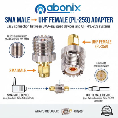 SMA Male to UHF Female (PL-259) Coax Adapter - Pack - 1